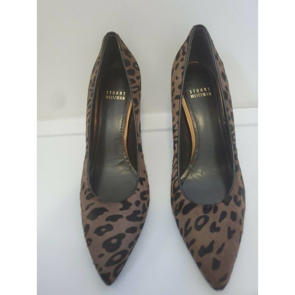 Stuart Weitzman Calf Fur Leopard Print Pumps 8